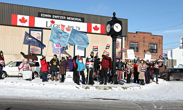 Local OSSTF members take part in one-day withdrawal of services strike