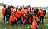 Kwayaciiwin Education Resource Centre staff and members of their families at this year’s Orange Shirt Day Walk. - Tim Brody / Bulletin Photo