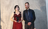 Marc-Nicholas Martin-Paulichenko presents the JR. Technology Award to Jocelyn Meekis. - Tim Brody / Bulletin Photo