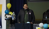 NAN Grand Chief Derek Fox addresses graduating students.   Tim Brody / Bulletin Photo
