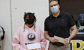 August Bottle (left) is congratulated by PFFNHS Principal Darrin Head on achieving a semester 1 overall average of 94 percent. McKinney and Bottle tied for highest semester 1 overall average.    PFFNHS Submitted Photo