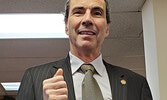 Sioux Lookout Rotarian Lorenzo Durante pictured with his Paul Harris Fellow lapel pin. - Dick MacKenzie / Submitted Photo