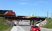 A CN train crosses the underpass downtown. - Bulletin File Photo