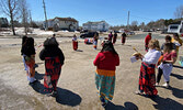 The Red Dress Day event outside the SWAC office.   Tim Brody / Bulletin Photo