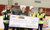 From left: SLMHC Foundation President Christine Hoey, Bombers Director of Business Operations Joe Cassidy, SLMHC Manager of the Mental Health and Addictions program Michelle Turner, Rotary Club of Sioux Lookout Treasurer Susan Barclay, and Rotary Club of 