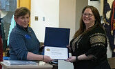 Rotary Club of Sioux Lookout Vice-President Tara Drew (left) presents community member Elizabeth Ward with the Paul Harris Fellow award.     Mike Lawrence / Bulletin Photos