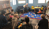 A story time book reading by Sioux Lookout Bulletin reporter and children’s author Mike Lawrence attracted an audience during the Library’s Open House.   Emily McIntyre / Submitted Photo