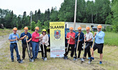 From left: Ward One (Hudson) Councillor Donald Fenelon, Kitchenuhmaykoosib Inninuwug (K.I.) Chief Donny Morris, Kenora MP Bob Nault, SLAAMB coordinator Mary Tait, SLAAMB Chair Jim Robinson, Matthew Angees from Keewaytinseh Future Training Corporation, Sio