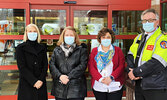 From left: SLMHC Director of Clinical Support Services Karen Parent, SLMHC President and CEO Heather Lee, William A. George Extended Care Facility Administrator of  Long-Term Care Cynthia Dwyer, and Operations Manager at Ornge air ambulance base in Sioux 