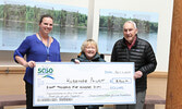 From left: Melissa Slade, Donor Relations/Operations Coordinator, SLMHCF, charity draw winner Rosemarie Philpott, and Foundation board member Terry Jewell.   Tim Brody / Bulletin Photo