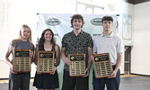 This year’s Athletes of Year were, from left, Reese Sitar - Junior Female, Emma Bates - Senior Female, Weston Chabbert – Senior Male, and Dawson Suprovich – Junior Male.    Tim Brody / Bulletin Photo