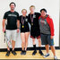 SNHS badminton coaches Matt Gain (far left) and Jeric Briones (far right) congratulate the gold medal winning senior mixed doubles team of Kailey Barnes (second from left) and Jim Bailey (second from right).   Submitted Photo