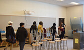 Students were led on tours throughout the new building, featuring stops inside the gymnasium and the new art studio. - Jesse Bonello / Bulletin Photo
