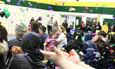 Sioux North High School students and staff celebrate the official announcement of the move in date for their new school.  - Tim Brody / Bulletin Photo