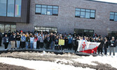 The entire school took time to learn more about Terry Fox and his Marathon of Hope on April 26. SNHS students and staff posed for a photo before heading out for a Terry Fox walk around town.   Tim Brody / Bulletin Photo