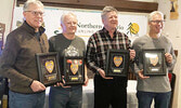 Pictured from left: Al Hackner, Frank Morissette, Bob Whalen, and Gary Champagne. - Photo Courtesy of Northern Ontario Curling Association
