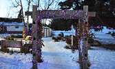 Purple lights were shining at the St. Andrew's United Church peace gardens in honor of the Shine the Light campaign. - Jesse Bonello / Bulletin Photo