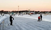 Passing a puck while skating along the trail. - Ruben Hummelen / Submitted Photo