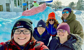 From left: Holly Szumowski, Tanya Tekavcic, Sarah Flowers, Myriam Bernier, and Jon Armstrong with their kayaker snow sculpture.   Tanya Tekavcic, / Submitted Photo