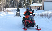 Forty-two riders took part in this year’s Sioux Lookout-Hudson Snowarama for Easter Seals Kids.  Pictured: Riders depart from the OPTA Clubhouse.     Tim Brody / Bulletin Photo