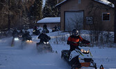Nearly 40 riders departed the Ojibway Power Toboggan Association Clubhouse on Abram Lake Road to enjoy a ride that featured stops in Hudson and on top of Sioux Mountain. - Jesse Bonello / Bulletin Photo