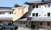 Damage to the Sunset Inn and Suites.     Tim Brody / Bulletin Photo