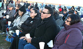 Chris Quequish (third from right) and her husband Gary Quequish (second from right) were among the more than 200 people who attended the vigil. The Quequish’s are counsellors in KI and spoke about how devastating the loss of the five family members has be