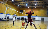 Lakehead University athletes hosted a number of volleyball drills for PFFNHS students, which featured practicing their spiking. - Jesse Bonello / Bulletin Photo