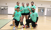 Believe The Hype team members, back, from left: Verna Aganash, Stacey Lukye, Stephanie Kitchkeesick and Talbot Johnson. Front, from left: Sirlouie Blackhawk and Jaden Morris.  Tim Brody / Bulletin Photo