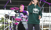 McKenna Murphy (foreground) and Eric Goretzki (background) performing on-stage at the Wake The Giant Music Festival in Thunder Bay. - Darren McChristie / Submitted Photos