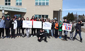 Sacred Heart School students with their protest signs.  - Tim Brody / Bulletin Photo
