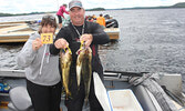 Greg Marino and Linda Rice with their catch.     Photo courtesy Sioux Lookout Walleye Weekend
