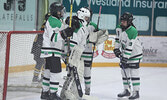 The Warriors in action against the Muskies in girls hockey action on Feb. 8.    Tim Brody / Bulletin Photo