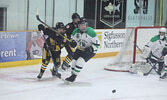 The Warriors in action against the Muskies in girls hockey action on Feb. 8.    Tim Brody / Bulletin Photo