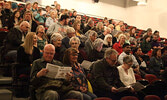 Audience members prepare to take in the third performance of “Welfarewell” on May 6.    Tim Brody / Bulletin Photo
