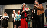 Director Kym Caldwell (right) presents flowers to actress Ashely Edwards for her lead role performance as Esmerelda Quipp.    Tim Brody / Bulletin Photo