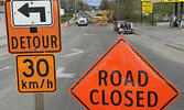 Traffic is being diverted around Wellington Street until the Ed Ariano By-Pass reopens.   Tim Brody / Bulletin Photo