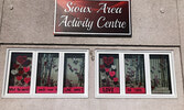 The Valentine’s Day themed window display at the Sioux Area Seniors Activity Centre. - Reeti Meenakshi Rohilla/Bulletin Photo