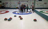 Some of the young, enthusiastic learners from the youth curling program enjoying their time on the sheet at the Sioux Lookout Golf & Curling Club. - Natalie Popovic / Submitted Photo